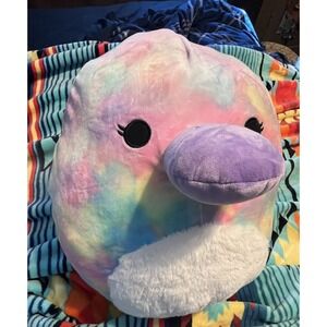 Squishmallow 16" Brindall Rainbow Tye Dye Platypus Plush Kellytoy